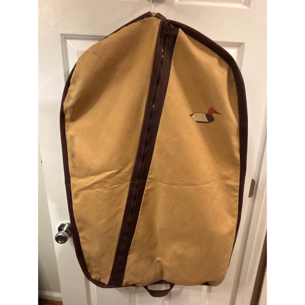 Vintage Canvas Garment Bag Tan Brown Duck Graphic Travel  Protect Hunter Grunge